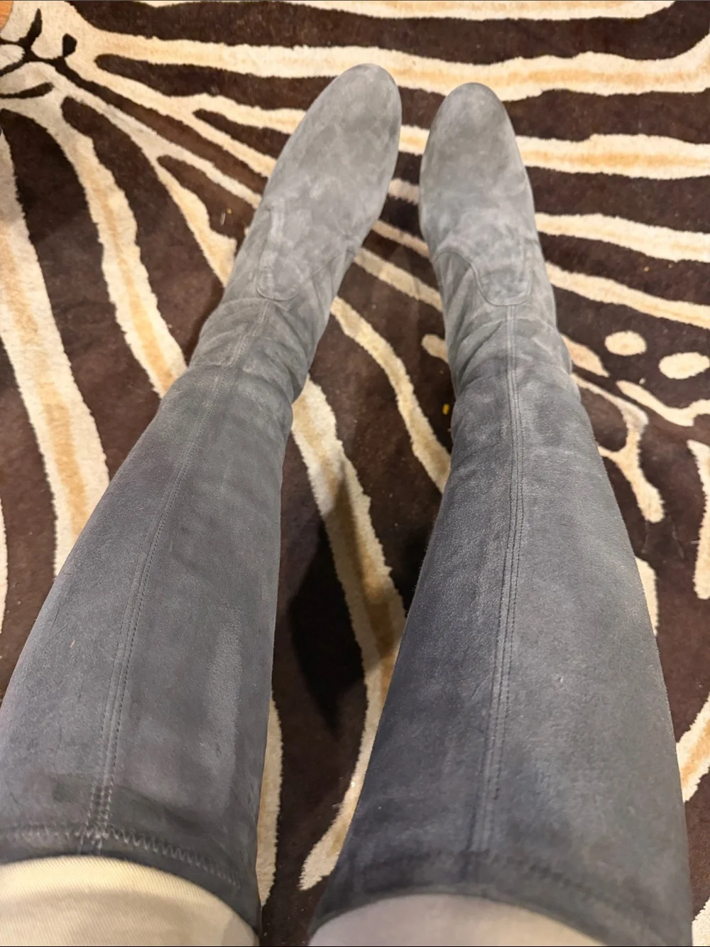 Stuart Weitzman Gray Suede Over-the-Knee Boots